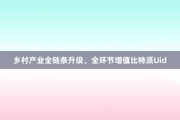 乡村产业全链条升级、全环节增值比特派Uid