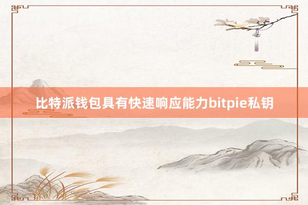 比特派钱包具有快速响应能力bitpie私钥