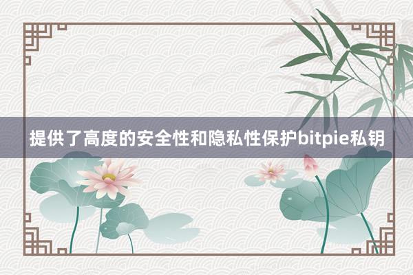 提供了高度的安全性和隐私性保护bitpie私钥