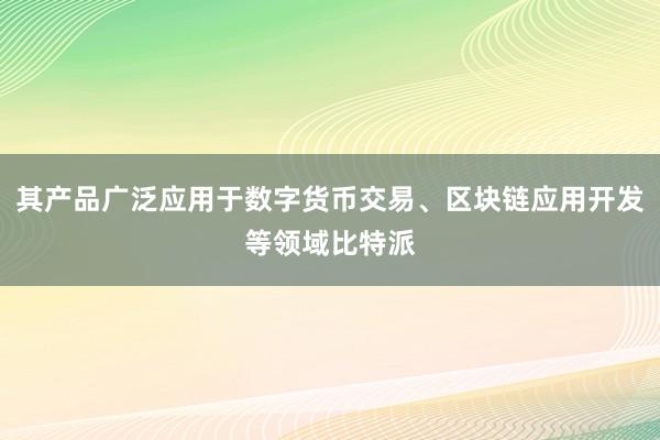 其产品广泛应用于数字货币交易、区块链应用开发等领域比特派