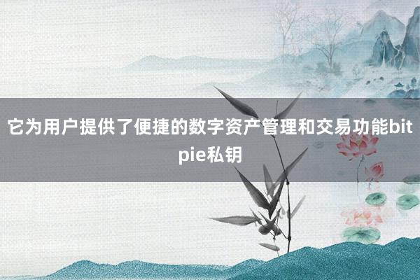 它为用户提供了便捷的数字资产管理和交易功能bitpie私钥