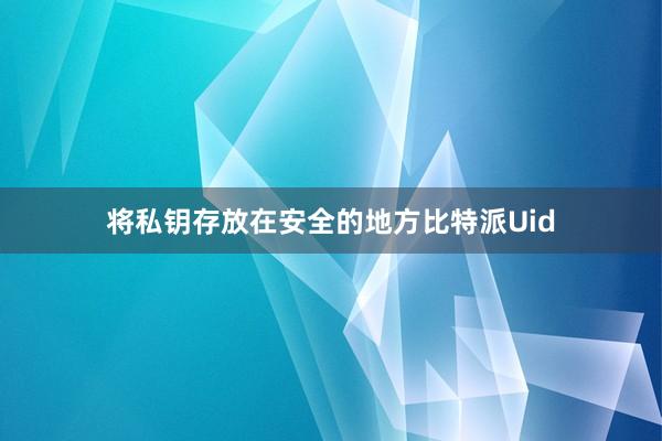 将私钥存放在安全的地方比特派Uid