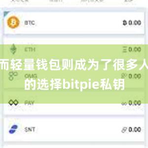 而轻量钱包则成为了很多人的选择bitpie私钥